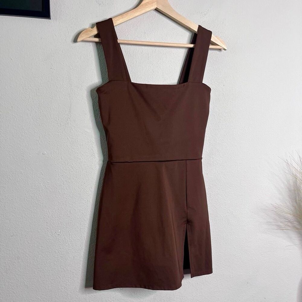 Reformation Daria Ecomove Active Mini Dress Cafe Brown Size S